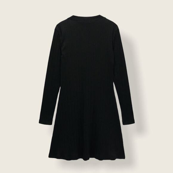 NWT | Zara | Ribbed Mock Long Sleeve Dress | Black | Small - Picture 2 of 8